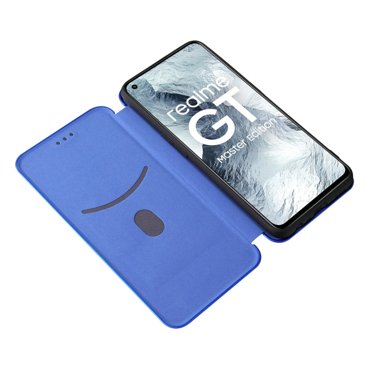 Carbon Fiber Texture Horizontal Flip TPU + PC + PU Leather Case with Card Slot For OPPO Realme GT Master(Blue) by buy2fix