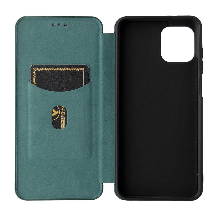 Carbon Fiber Texture Horizontal Flip TPU + PC + PU Leather Case with Card Slot For Motorola Edge 20 Lite(Green) - Motorola Cases by buy2fix | Online Shopping UK | buy2fix