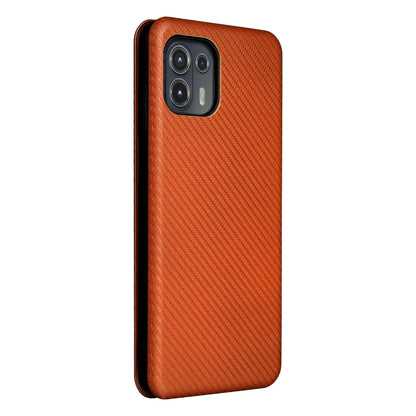 Carbon Fiber Texture Horizontal Flip TPU + PC + PU Leather Case with Card Slot For Motorola Edge 20 Lite(Brown) - Motorola Cases by buy2fix | Online Shopping UK | buy2fix