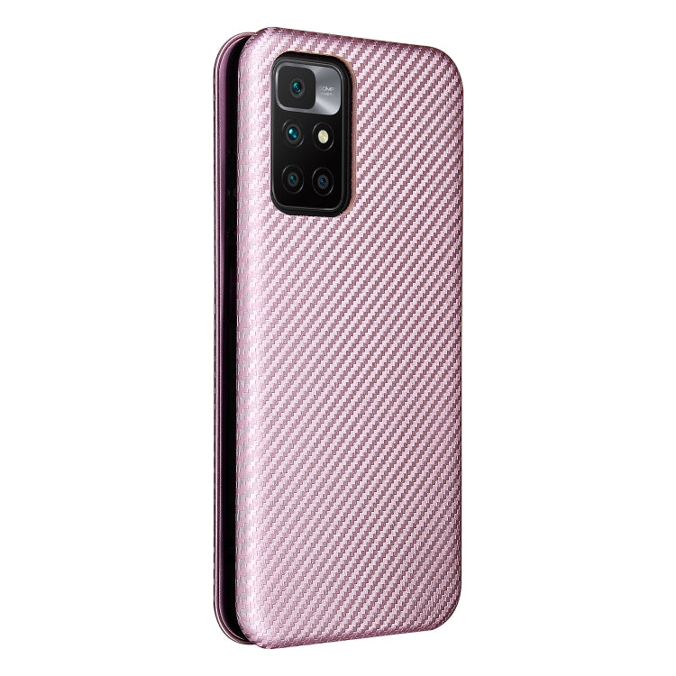 Carbon Fiber Texture Horizontal Flip TPU + PC + PU Leather Case with Card Slot For Xiaomi Redmi 10(Pink) - Xiaomi Cases by buy2fix | Online Shopping UK | buy2fix