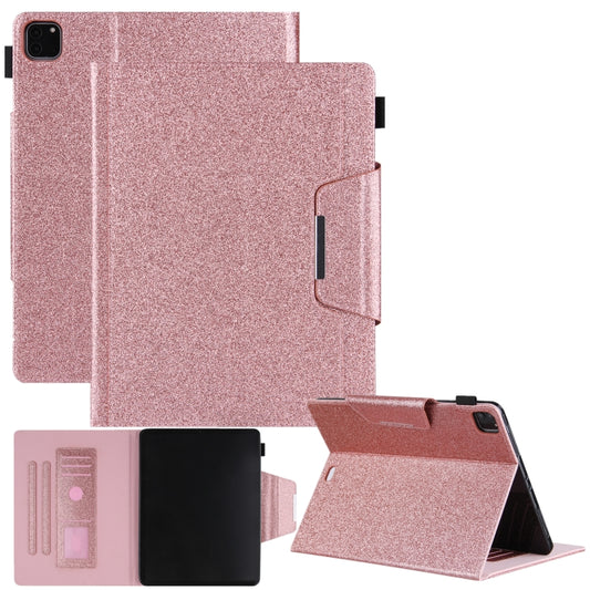 For iPad Pro 12.9 2022 / 2021 / 2020 / 2018 Glitter Powder Horizontal Flip Leather Tablet Case with Holder & Card Slot & Photo Frame & Wallet(Pink) - iPad Pro 12.9 (2022/2021) Cases by buy2fix | Online Shopping UK | buy2fix