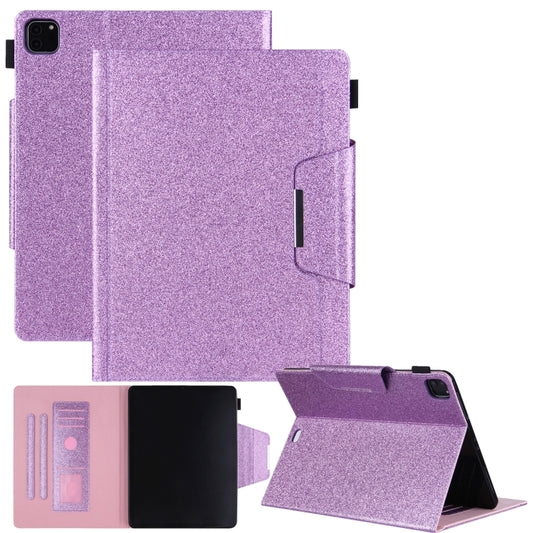 For iPad Pro 12.9 2022 / 2021 / 2020 / 2018 Glitter Powder Horizontal Flip Leather Tablet Case with Holder & Card Slot & Photo Frame & Wallet(Purple) - iPad Pro 12.9 (2022/2021) Cases by buy2fix | Online Shopping UK | buy2fix