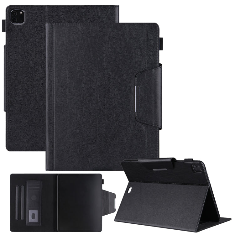 For iPad Pro 12.9 2022 / 2021 / 2020 / 2018 Solid Color Horizontal Flip Leather Tablet Case with Holder & Card Slot & Photo Frame & Wallet(Black) - iPad Pro 12.9 (2022/2021) Cases by buy2fix | Online Shopping UK | buy2fix