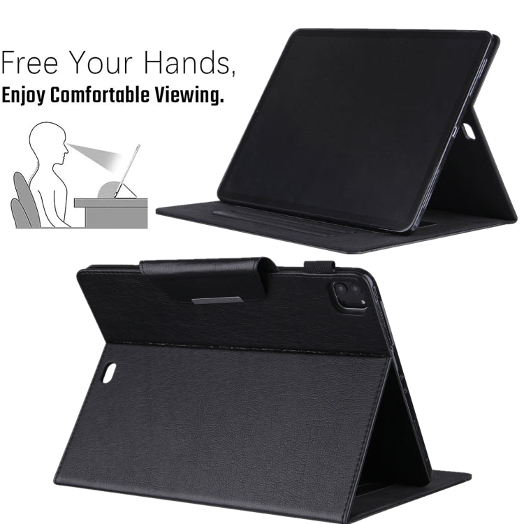 For iPad Pro 12.9 2022 / 2021 / 2020 / 2018 Solid Color Horizontal Flip Leather Tablet Case with Holder & Card Slot & Photo Frame & Wallet(Black) - iPad Pro 12.9 (2022/2021) Cases by buy2fix | Online Shopping UK | buy2fix