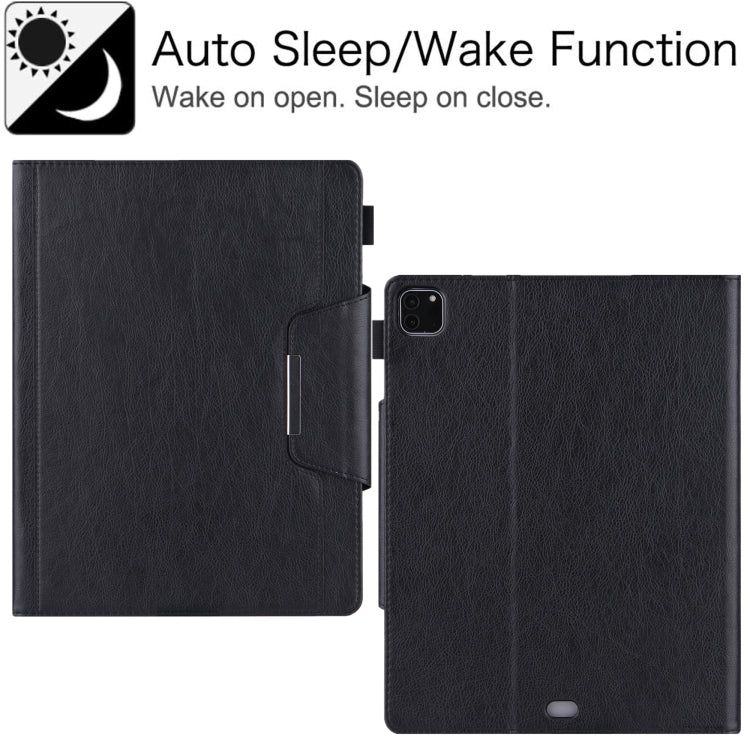 For iPad Pro 12.9 2022 / 2021 / 2020 / 2018 Solid Color Horizontal Flip Leather Tablet Case with Holder & Card Slot & Photo Frame & Wallet(Black) - iPad Pro 12.9 (2022/2021) Cases by buy2fix | Online Shopping UK | buy2fix