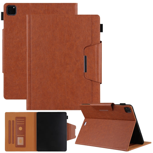 For iPad Pro 12.9 2022 / 2021 / 2020 / 2018 Solid Color Horizontal Flip Leather Tablet Case with Holder & Card Slot & Photo Frame & Wallet(Brown) - iPad Pro 12.9 (2022/2021) Cases by buy2fix | Online Shopping UK | buy2fix