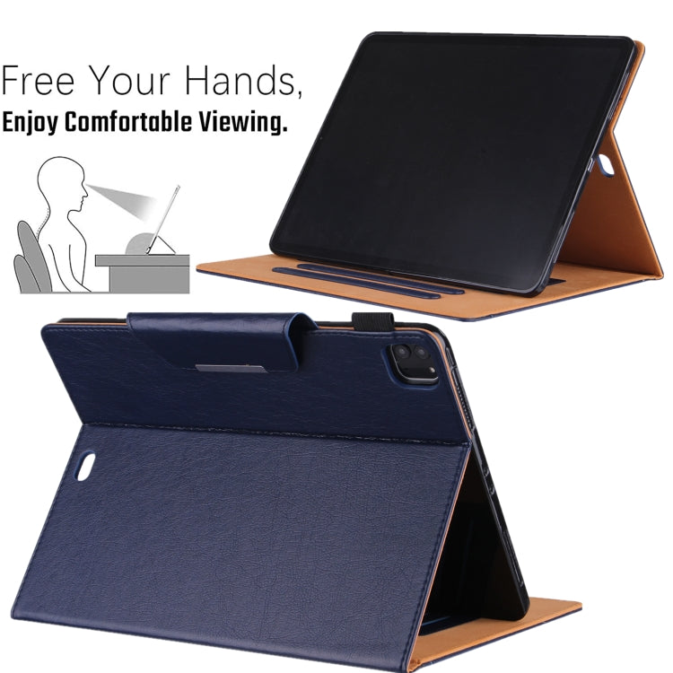 For iPad Pro 12.9 2022 / 2021 / 2020 / 2018 Solid Color Horizontal Flip Leather Tablet Case with Holder & Card Slot & Photo Frame & Wallet(Royal Blue) - iPad Pro 12.9 (2022/2021) Cases by buy2fix | Online Shopping UK | buy2fix