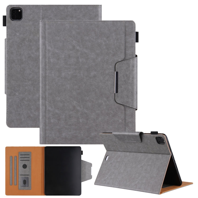 For iPad Pro 12.9 2022 / 2021 / 2020 / 2018 Solid Color Horizontal Flip Leather Tablet Case with Holder & Card Slot & Photo Frame & Wallet(Grey) - iPad Pro 12.9 (2022/2021) Cases by buy2fix | Online Shopping UK | buy2fix