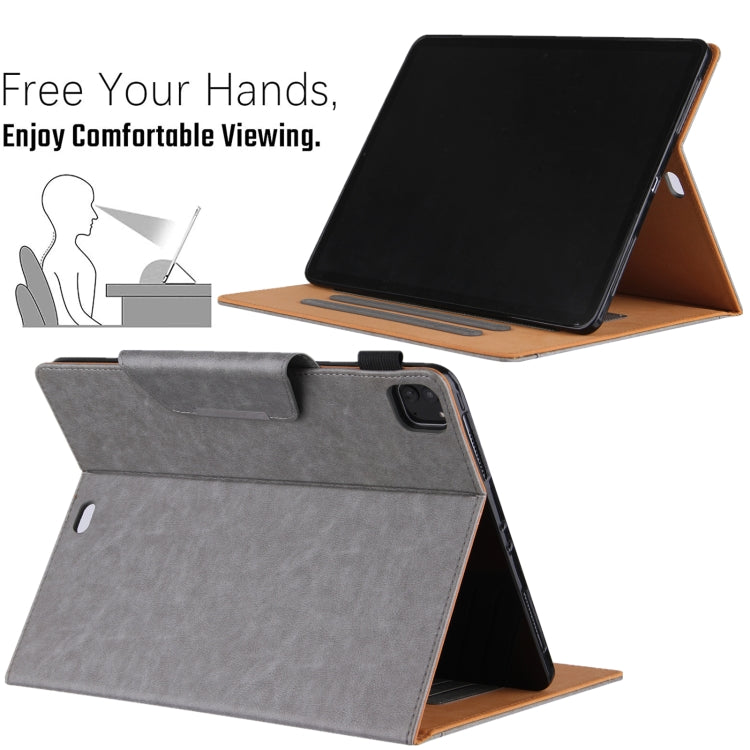 For iPad Pro 12.9 2022 / 2021 / 2020 / 2018 Solid Color Horizontal Flip Leather Tablet Case with Holder & Card Slot & Photo Frame & Wallet(Grey) - iPad Pro 12.9 (2022/2021) Cases by buy2fix | Online Shopping UK | buy2fix