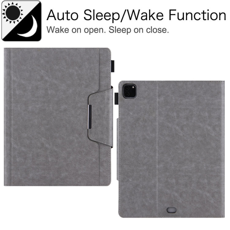 For iPad Pro 12.9 2022 / 2021 / 2020 / 2018 Solid Color Horizontal Flip Leather Tablet Case with Holder & Card Slot & Photo Frame & Wallet(Grey) - iPad Pro 12.9 (2022/2021) Cases by buy2fix | Online Shopping UK | buy2fix