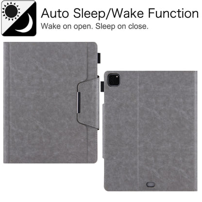 For iPad Pro 12.9 2022 / 2021 / 2020 / 2018 Solid Color Horizontal Flip Leather Tablet Case with Holder & Card Slot & Photo Frame & Wallet(Grey) - iPad Pro 12.9 (2022/2021) Cases by buy2fix | Online Shopping UK | buy2fix