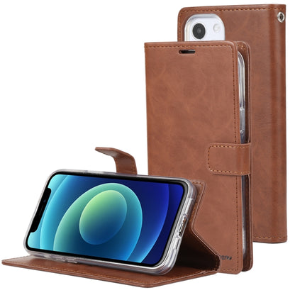 For iPhone 13 mini GOOSPERY BLUE MOON Crazy Horse Texture Horizontal Flip Leather Case with Holder & Card Slot & Wallet (Brown) - iPhone 13 mini Cases by buy2fix | Online Shopping UK | buy2fix