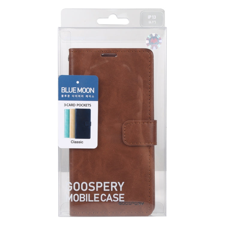 For iPhone 13 mini GOOSPERY BLUE MOON Crazy Horse Texture Horizontal Flip Leather Case with Holder & Card Slot & Wallet (Brown) - iPhone 13 mini Cases by buy2fix | Online Shopping UK | buy2fix