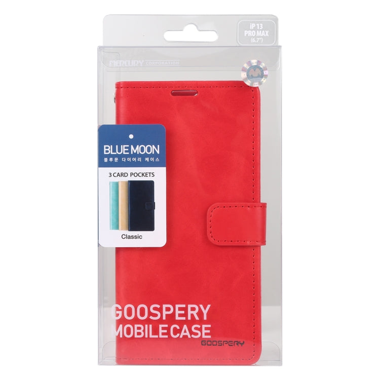 For iPhone 13 Pro GOOSPERY BLUE MOON Crazy Horse Texture Horizontal Flip Leather Case with Holder & Card Slot & Wallet (Red) - iPhone 13 Pro Cases by GOOSPERY | Online Shopping UK | buy2fix