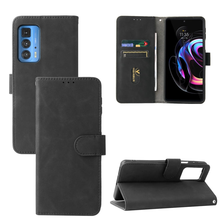 Solid Color Skin Feel Magnetic Buckle Horizontal Flip Calf Texture PU Leather Case with Holder & Card Slots & Wallet For Motorola Moto Edge 20 Pro(Black) - Motorola Cases by buy2fix | Online Shopping UK | buy2fix