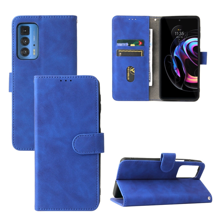 Solid Color Skin Feel Magnetic Buckle Horizontal Flip Calf Texture PU Leather Case with Holder & Card Slots & Wallet For Motorola Moto Edge 20 Pro(Blue) - Motorola Cases by buy2fix | Online Shopping UK | buy2fix