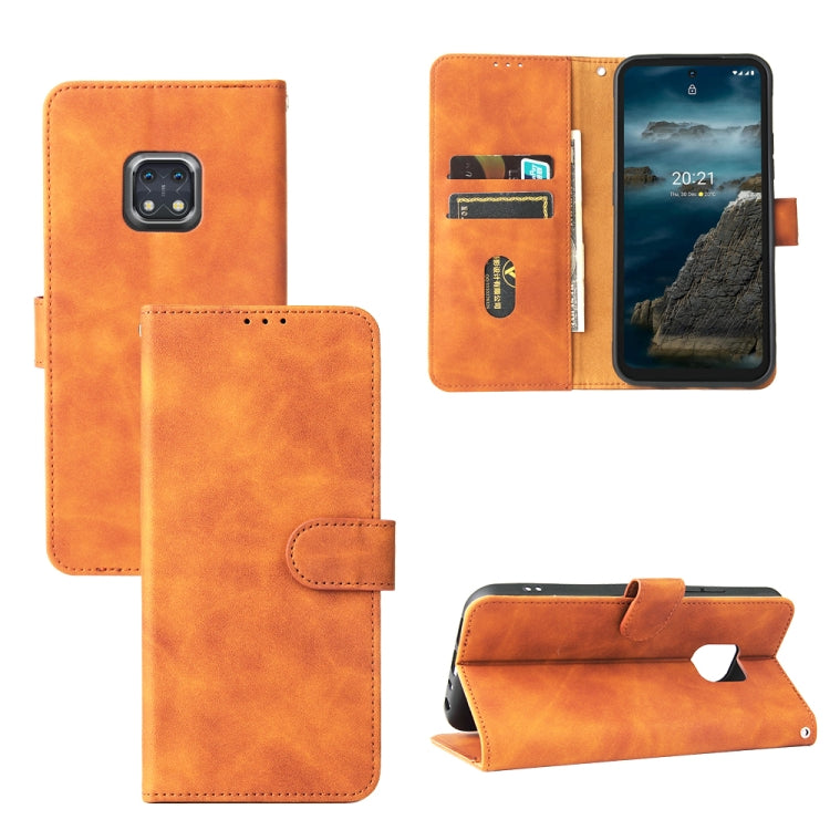 Solid Color Skin Feel Magnetic Buckle Horizontal Flip Calf Texture PU Leather Case with Holder & Card Slots & Wallet For Nokia XR20(Brown) - Nokia Cases by buy2fix | Online Shopping UK | buy2fix