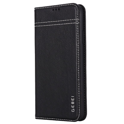 For iPhone 11 GEBEI Top-grain Leather Horizontal Flip Protective Case with Holder & Card Slots(Black) - iPhone 11 Cases by GEBEI | Online Shopping UK | buy2fix