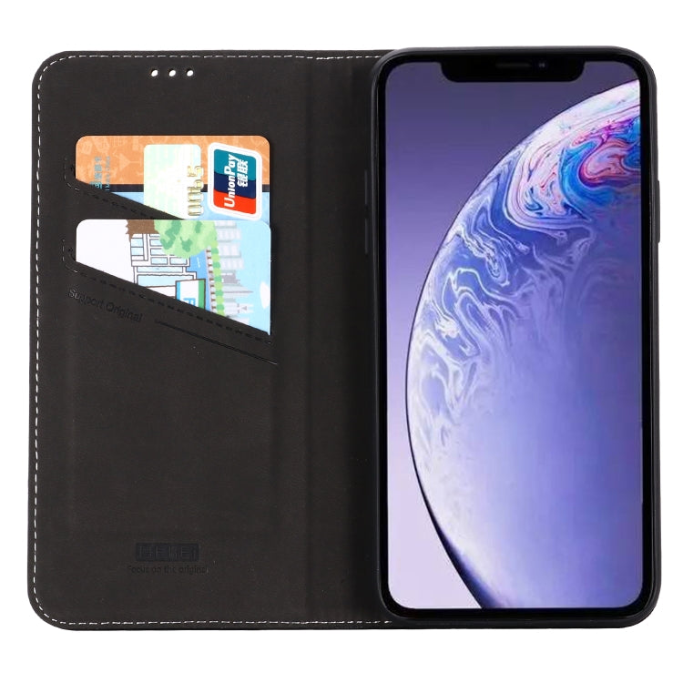 For iPhone 11 GEBEI Top-grain Leather Horizontal Flip Protective Case with Holder & Card Slots(Black) - iPhone 11 Cases by GEBEI | Online Shopping UK | buy2fix