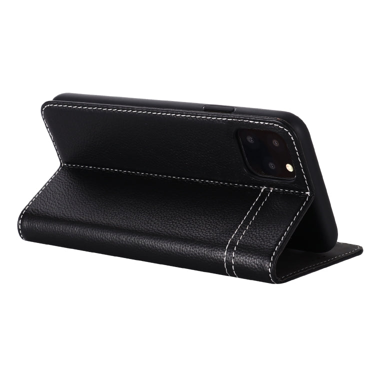 For iPhone 11 GEBEI Top-grain Leather Horizontal Flip Protective Case with Holder & Card Slots(Black) - iPhone 11 Cases by GEBEI | Online Shopping UK | buy2fix