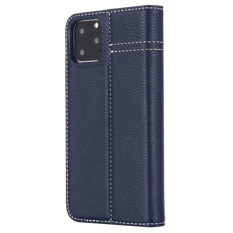 For iPhone 11 Pro Max GEBEI Top-grain Leather Horizontal Flip Protective Case with Holder & Card Slots(Blue) - iPhone 11 Pro Max Cases by GEBEI | Online Shopping UK | buy2fix