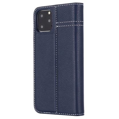 For iPhone 11 Pro Max GEBEI Top-grain Leather Horizontal Flip Protective Case with Holder & Card Slots(Blue) - iPhone 11 Pro Max Cases by GEBEI | Online Shopping UK | buy2fix