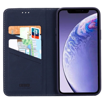 For iPhone 11 Pro Max GEBEI Top-grain Leather Horizontal Flip Protective Case with Holder & Card Slots(Blue) - iPhone 11 Pro Max Cases by GEBEI | Online Shopping UK | buy2fix