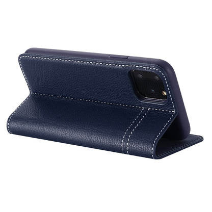 For iPhone 11 Pro Max GEBEI Top-grain Leather Horizontal Flip Protective Case with Holder & Card Slots(Blue) - iPhone 11 Pro Max Cases by GEBEI | Online Shopping UK | buy2fix