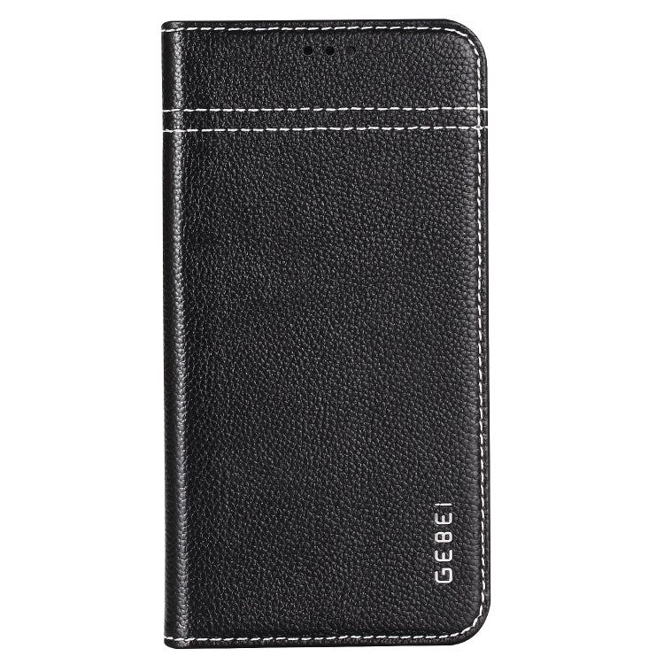 For iPhone XR GEBEI Top-grain Leather Horizontal Flip Protective Case with Holder & Card Slots(Black) - More iPhone Cases by GEBEI | Online Shopping UK | buy2fix