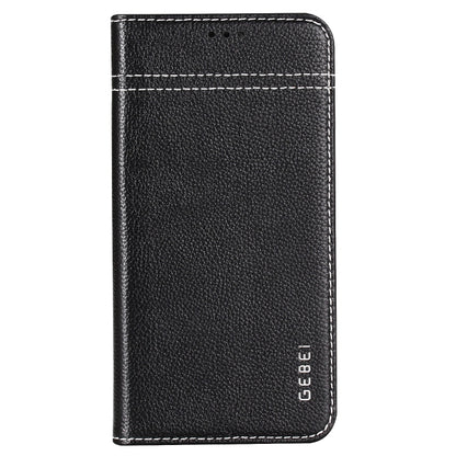 For iPhone XR GEBEI Top-grain Leather Horizontal Flip Protective Case with Holder & Card Slots(Black) - More iPhone Cases by GEBEI | Online Shopping UK | buy2fix
