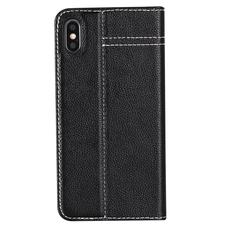 For iPhone XR GEBEI Top-grain Leather Horizontal Flip Protective Case with Holder & Card Slots(Black) - More iPhone Cases by GEBEI | Online Shopping UK | buy2fix