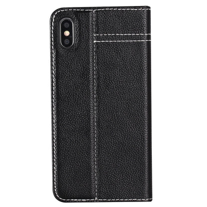 For iPhone XR GEBEI Top-grain Leather Horizontal Flip Protective Case with Holder & Card Slots(Black) - More iPhone Cases by GEBEI | Online Shopping UK | buy2fix