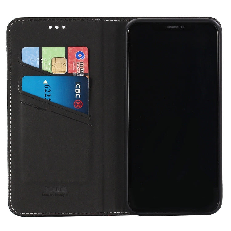 For iPhone XR GEBEI Top-grain Leather Horizontal Flip Protective Case with Holder & Card Slots(Black) - More iPhone Cases by GEBEI | Online Shopping UK | buy2fix