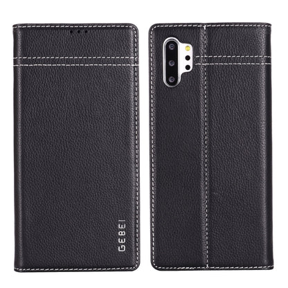 For Galaxy Note 10+ GEBEI Top-grain Leather Horizontal Flip Protective Case with Holder & Card Slots(Black) - Galaxy Phone Cases by GEBEI | Online Shopping UK | buy2fix