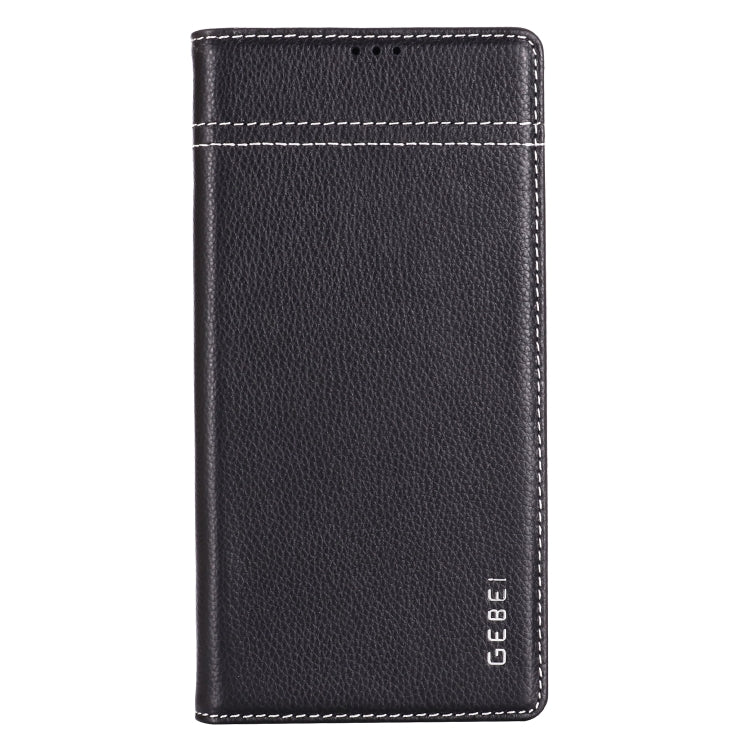 For Galaxy Note 10+ GEBEI Top-grain Leather Horizontal Flip Protective Case with Holder & Card Slots(Black) - Galaxy Phone Cases by GEBEI | Online Shopping UK | buy2fix