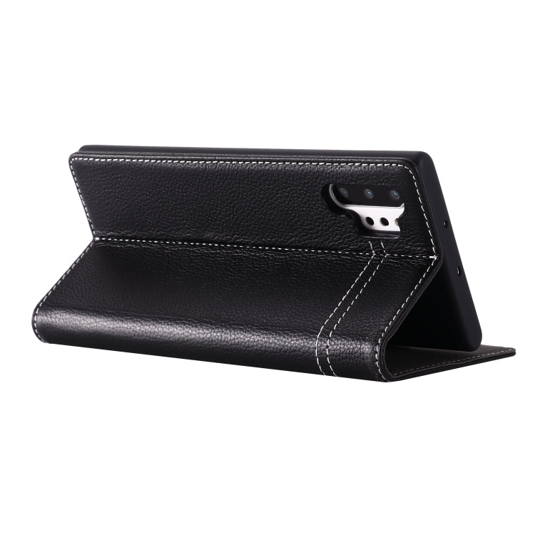 For Galaxy Note 10+ GEBEI Top-grain Leather Horizontal Flip Protective Case with Holder & Card Slots(Black) - Galaxy Phone Cases by GEBEI | Online Shopping UK | buy2fix