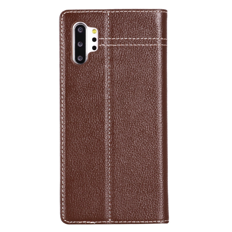 For Galaxy Note 10+ GEBEI Top-grain Leather Horizontal Flip Protective Case with Holder & Card Slots(Brown) - Galaxy Phone Cases by GEBEI | Online Shopping UK | buy2fix