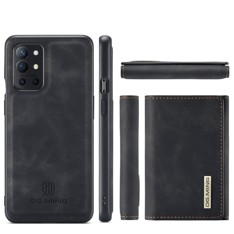 DG.MING M1 Series 3-Fold Multi Card Wallet  Back Cover Shockproof Case with Holder Function For OnePlus 9R(Black) - OnePlus Cases by DG.MING | Online Shopping UK | buy2fix