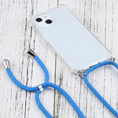 For iPhone 13 Four-corner Shockproof Transparent TPU Protective Case with Lanyard(Blue) by buy2fix