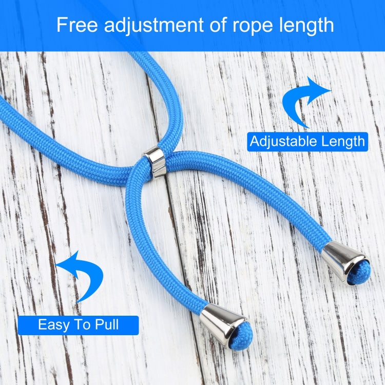 For iPhone 13 Four-corner Shockproof Transparent TPU Protective Case with Lanyard(Blue) by buy2fix