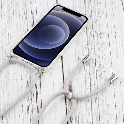 For iPhone 13 Four-corner Shockproof Transparent TPU Protective Case with Lanyard(Apricot) by buy2fix