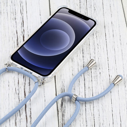 For iPhone 13 Four-corner Shockproof Transparent TPU Protective Case with Lanyard(Blue Grey) by buy2fix