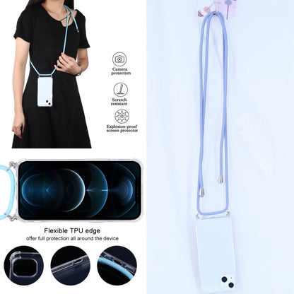 For iPhone 13 Four-corner Shockproof Transparent TPU Protective Case with Lanyard(Blue Grey) by buy2fix