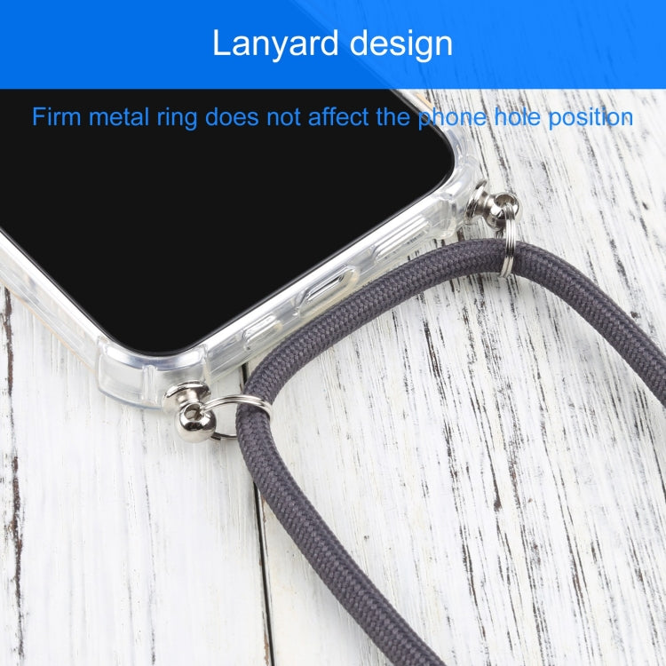 For iPhone 13 Four-corner Shockproof Transparent TPU Protective Case with Lanyard(Grey) by buy2fix