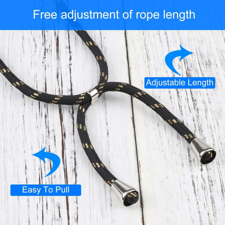 For iPhone 13 Four-corner Shockproof Transparent TPU Protective Case with Lanyard(Black Gold) by buy2fix