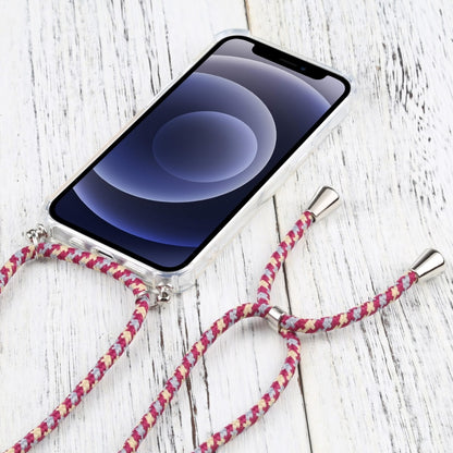 For iPhone 13 Four-corner Shockproof Transparent TPU Protective Case with Lanyard(Red Grey Yellow) by buy2fix