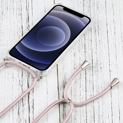 For iPhone 13 mini Four-corner Shockproof Transparent TPU Protective Case with Lanyard (Light Pink) by buy2fix