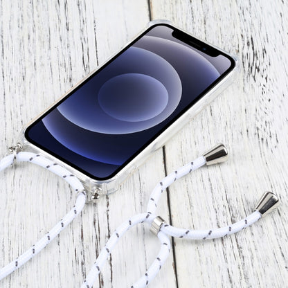 For iPhone 13 mini Four-corner Shockproof Transparent TPU Protective Case with Lanyard (White Thick Black) by buy2fix