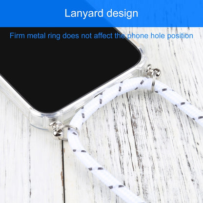For iPhone 13 mini Four-corner Shockproof Transparent TPU Protective Case with Lanyard (White Thick Black) by buy2fix