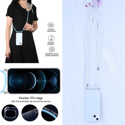For iPhone 13 mini Four-corner Shockproof Transparent TPU Protective Case with Lanyard (White Thick Black) by buy2fix